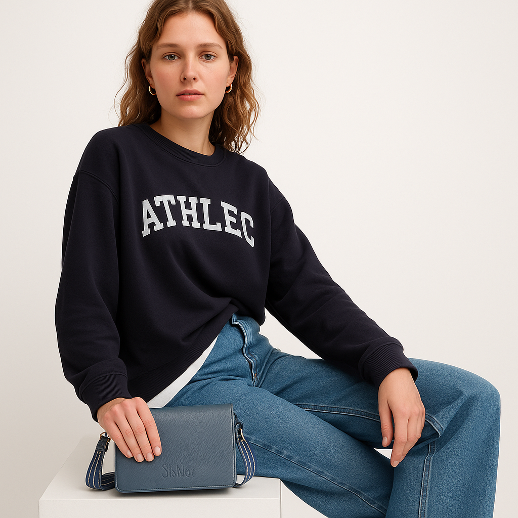 Genuine Leather Navy Blue Crossbody Shoulder Bag for Men & Women – Sling Messenger Bag for Work, Business, Travel & Daily Use