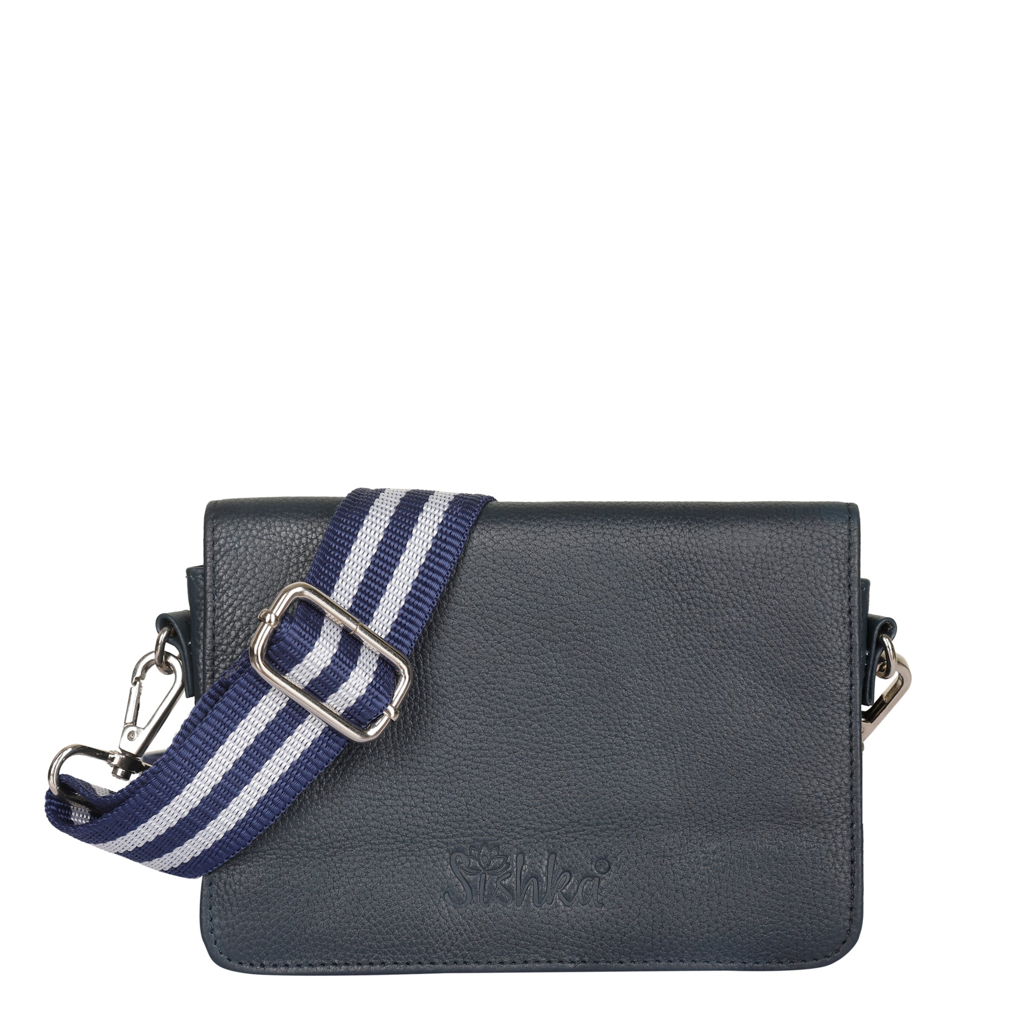 Genuine Leather Navy Blue Crossbody Shoulder Bag for Men & Women – Sling Messenger Bag for Work, Business, Travel & Daily Use