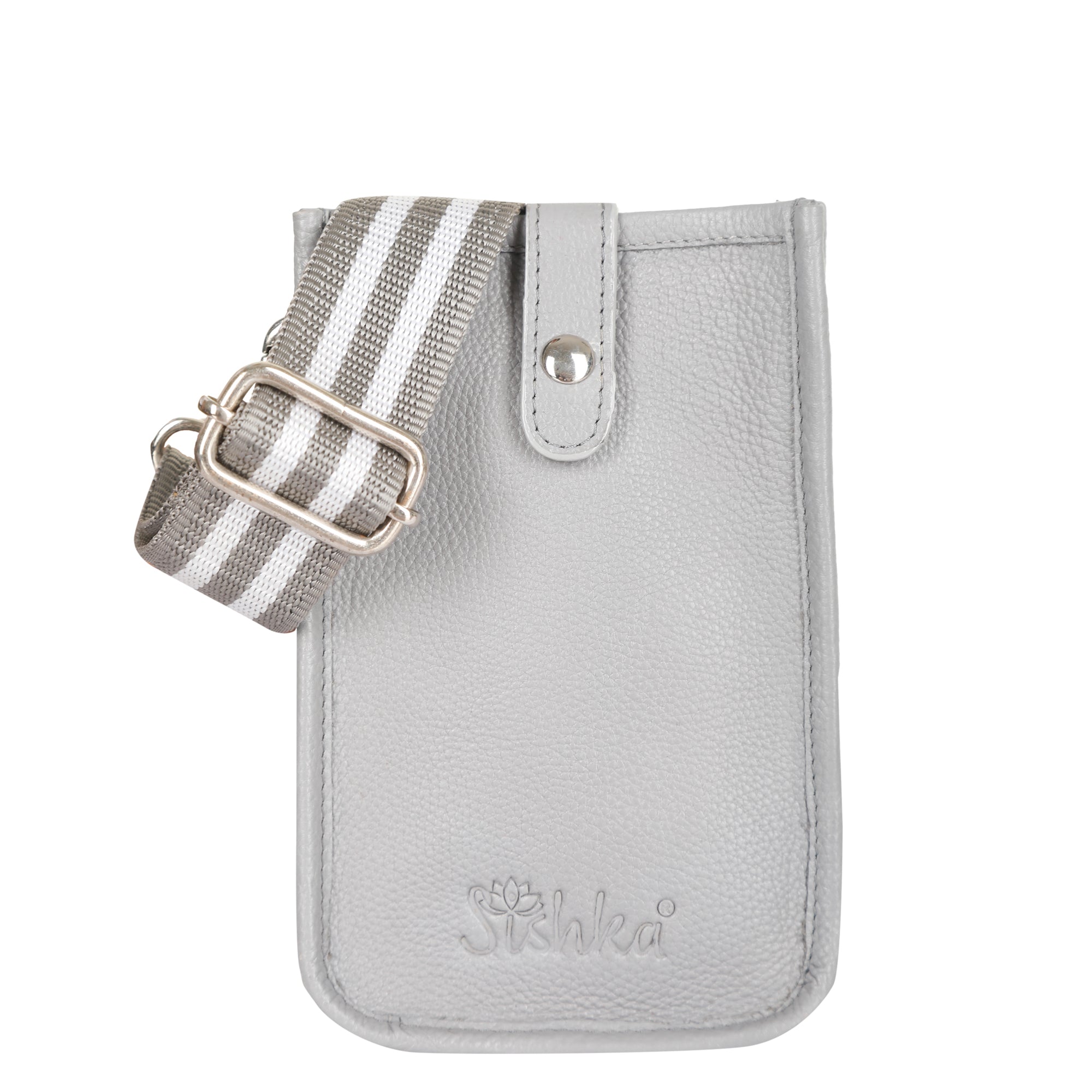 Grey -Leather Crossbody Phone Sling Wallet Bag – Shoulder Messenger Bag for Daily Use, Work & Travel for Men and Women