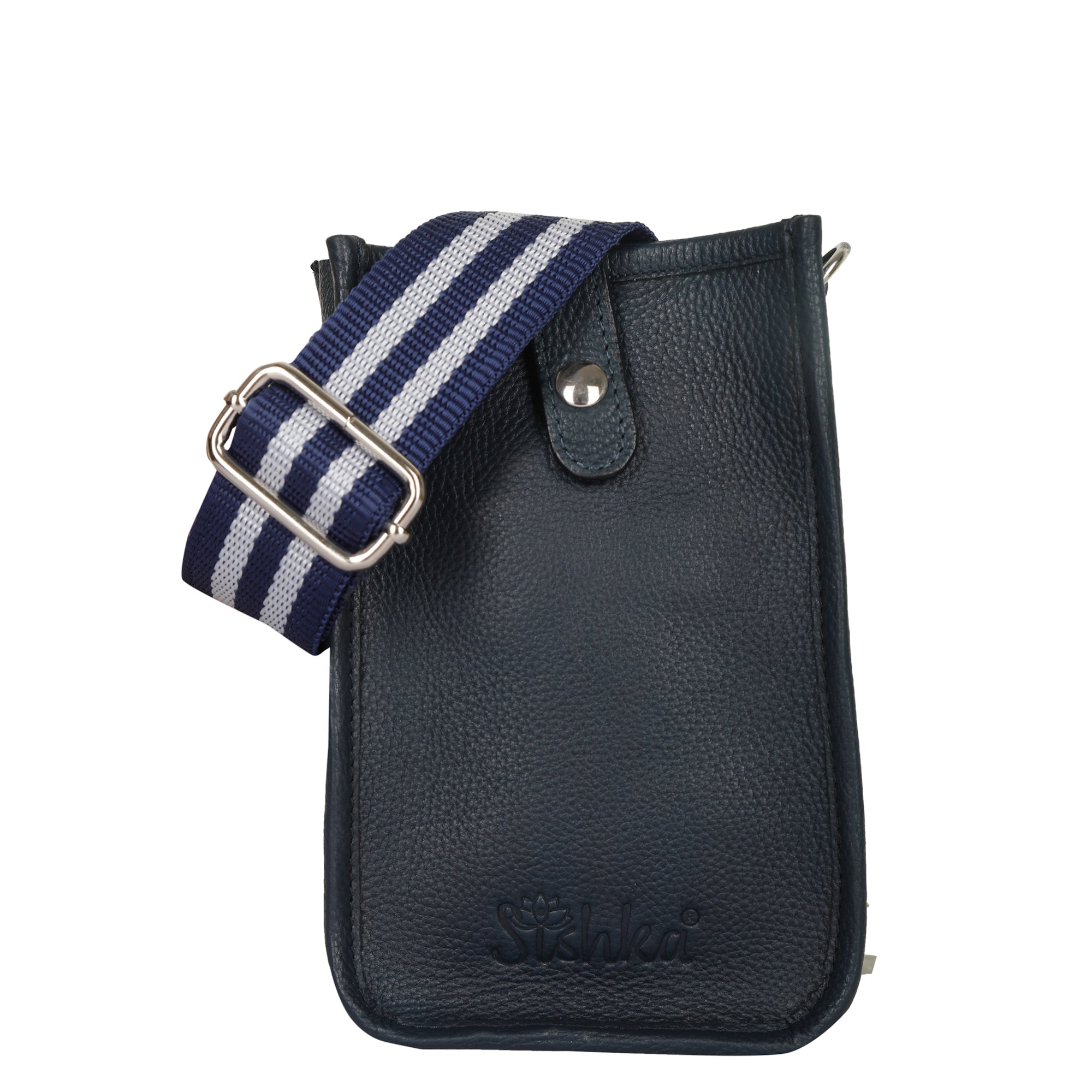 Navy Blue -Leather Crossbody Phone Sling Wallet Bag – Shoulder Messenger Bag for Daily Use, Work & Travel for Men and Women