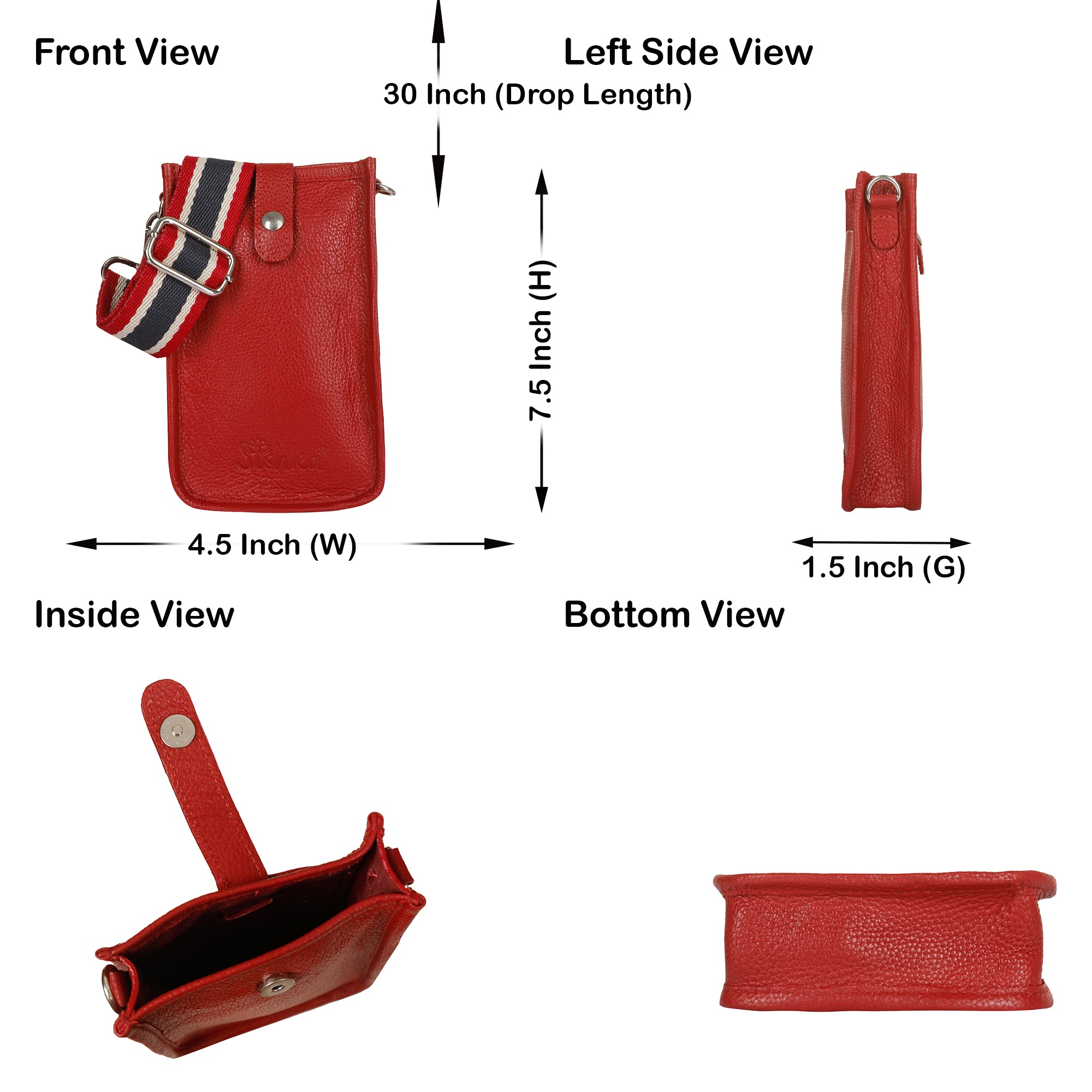 Red -Leather Crossbody Phone Sling Wallet Bag – Shoulder Messenger Bag for Daily Use, Work & Travel for Men and Women