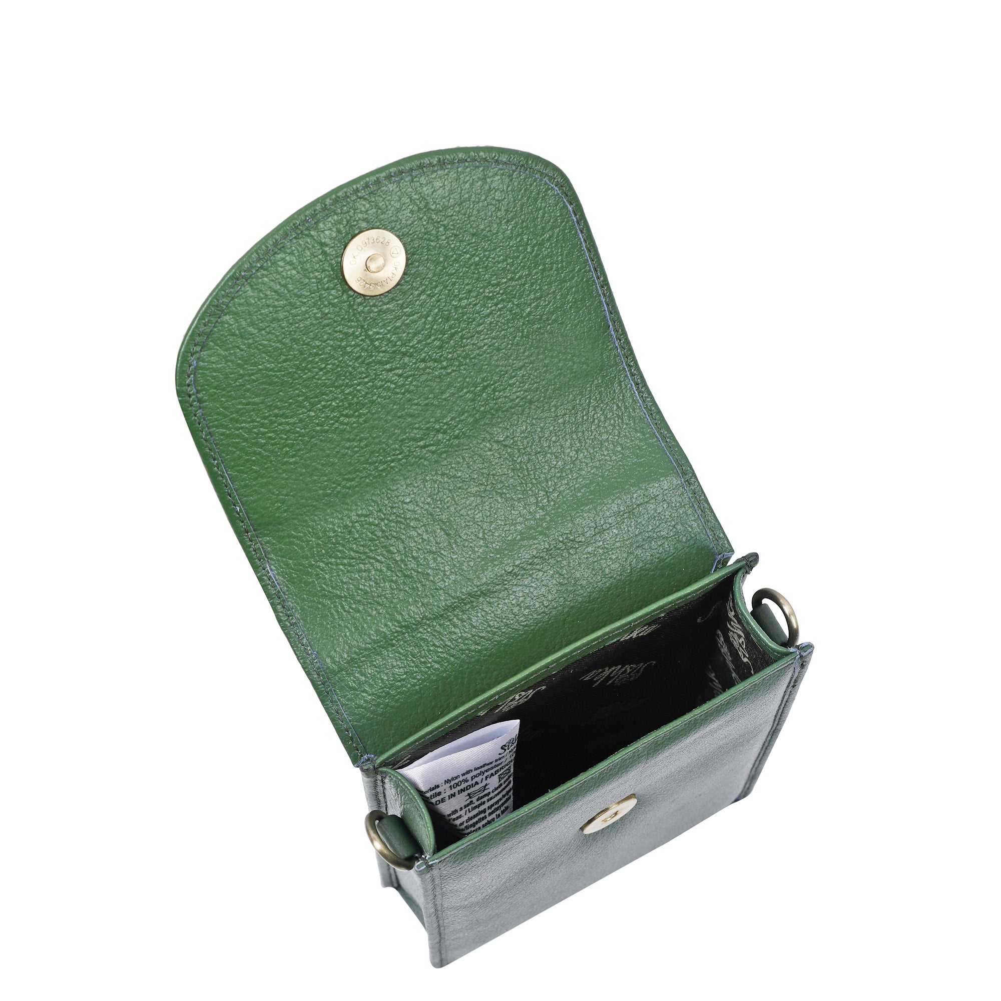 Olive Genuine Leather Mobile Crossbody Bag – Women’s Phone Purse
