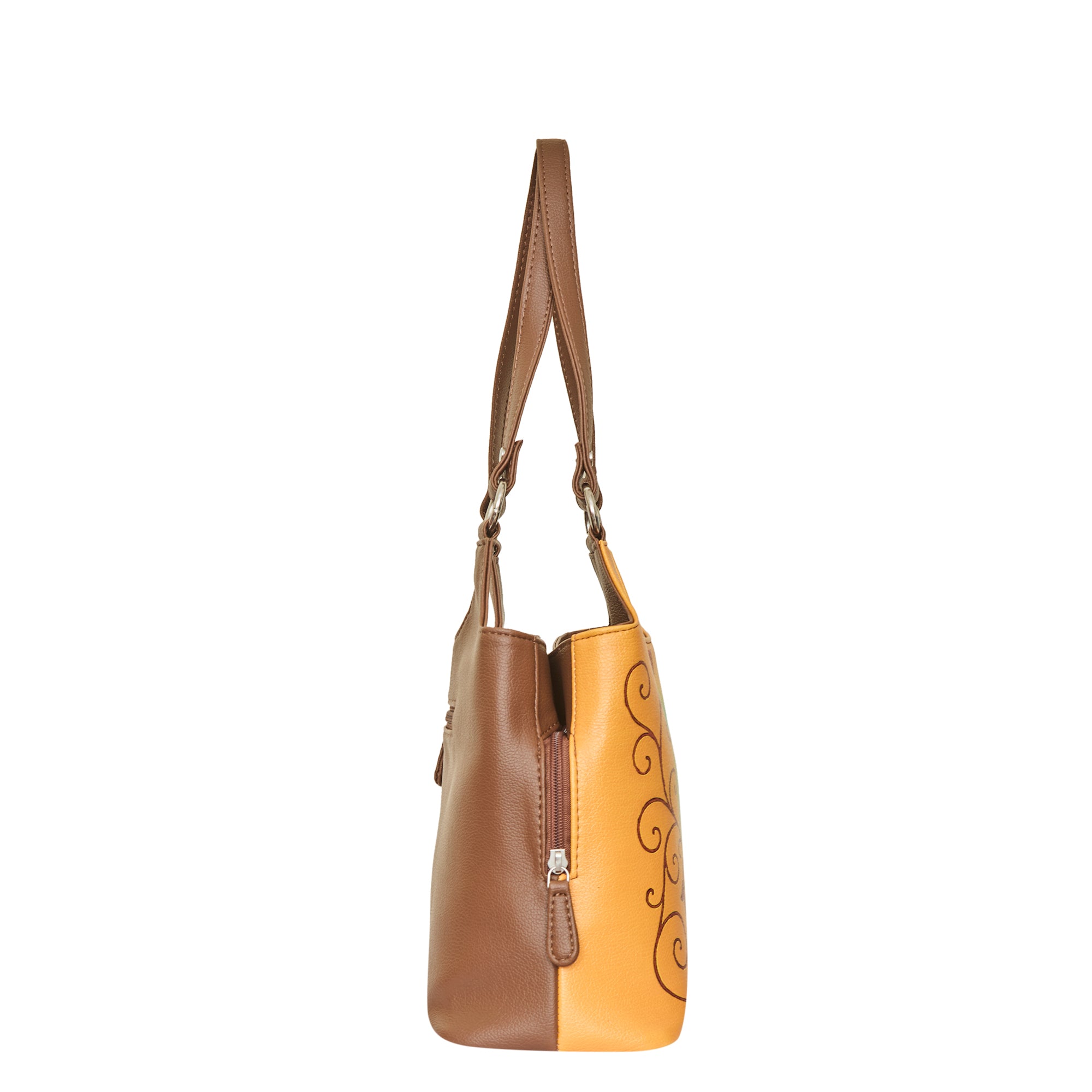 Printed Genuine Leather Shoulder Tote Bag for Women – Stylish Top Handle Handbag Purse– Travel, Office & Daily Use