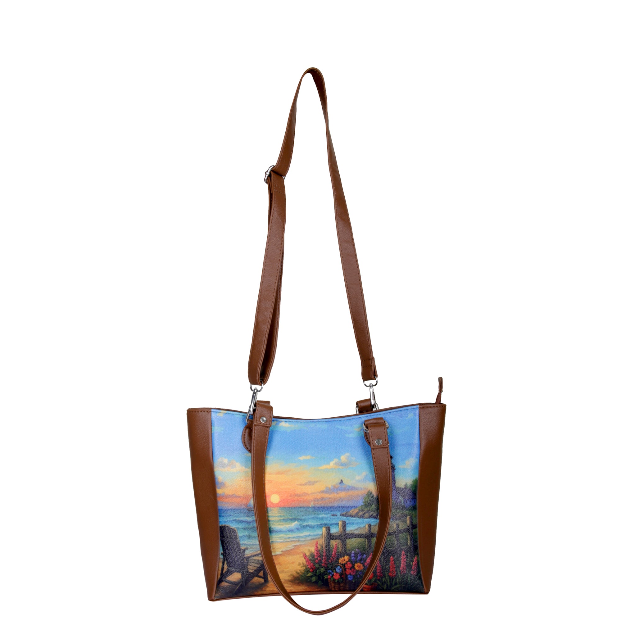Ladies’ Printed Leather Shoulder Tote Bag– Handbag, Sling & Top Handle Purse – Ideal for Office, Travel & Everyday Use