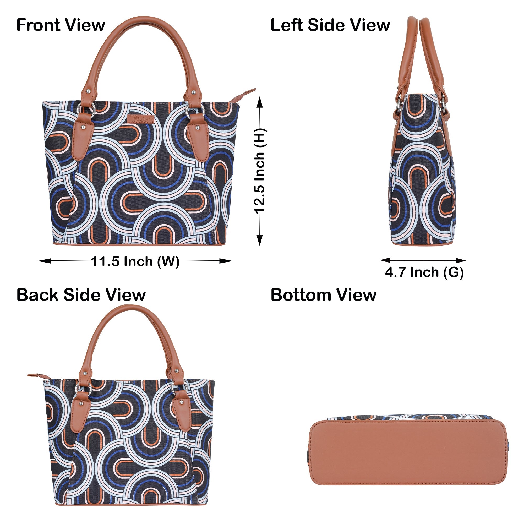 Abstract Handcrafted Printed Tote Handbag – Women’s Top Handle & Shoulder Satchel for Daily Use