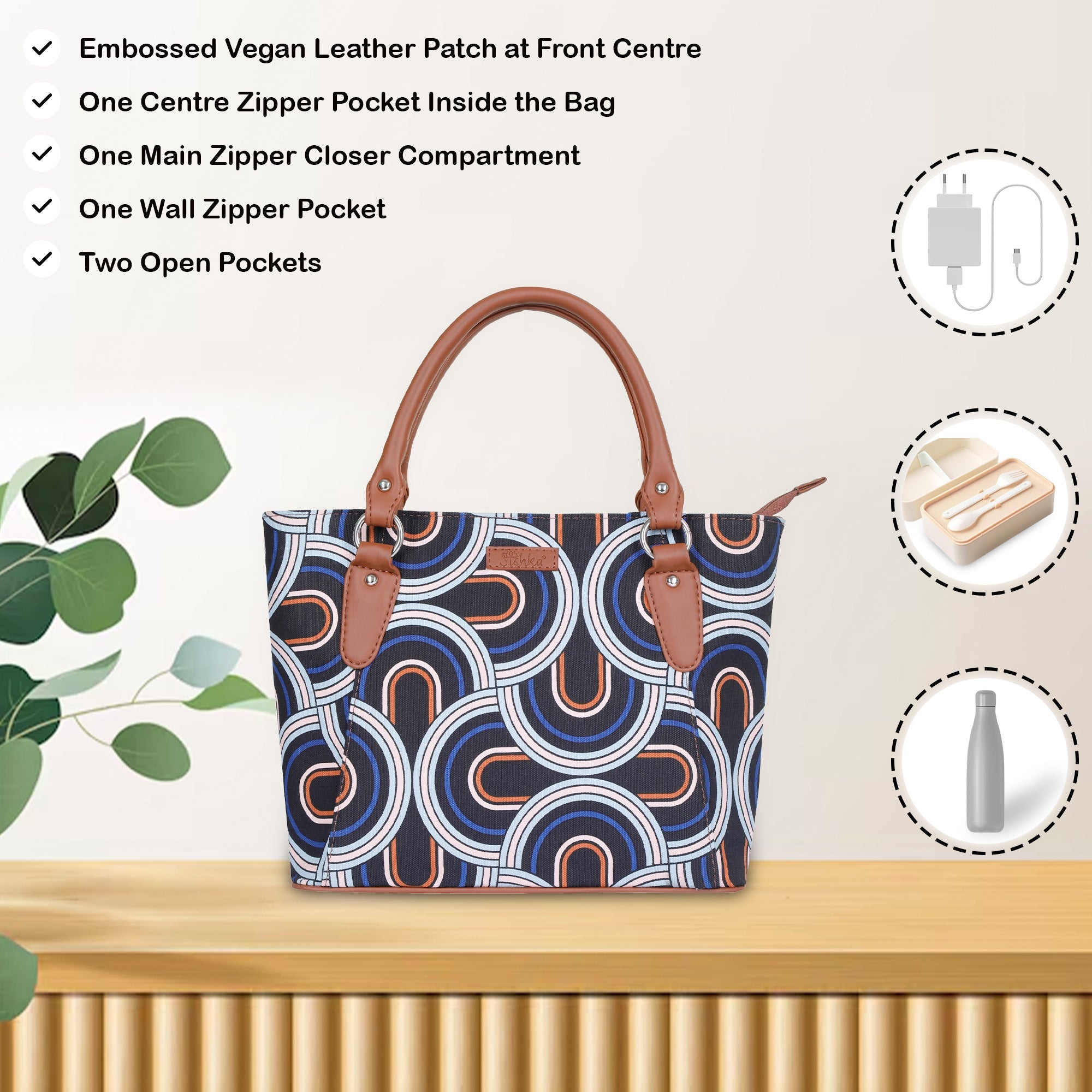 Abstract Handcrafted Printed Tote Handbag – Women’s Top Handle & Shoulder Satchel for Daily Use