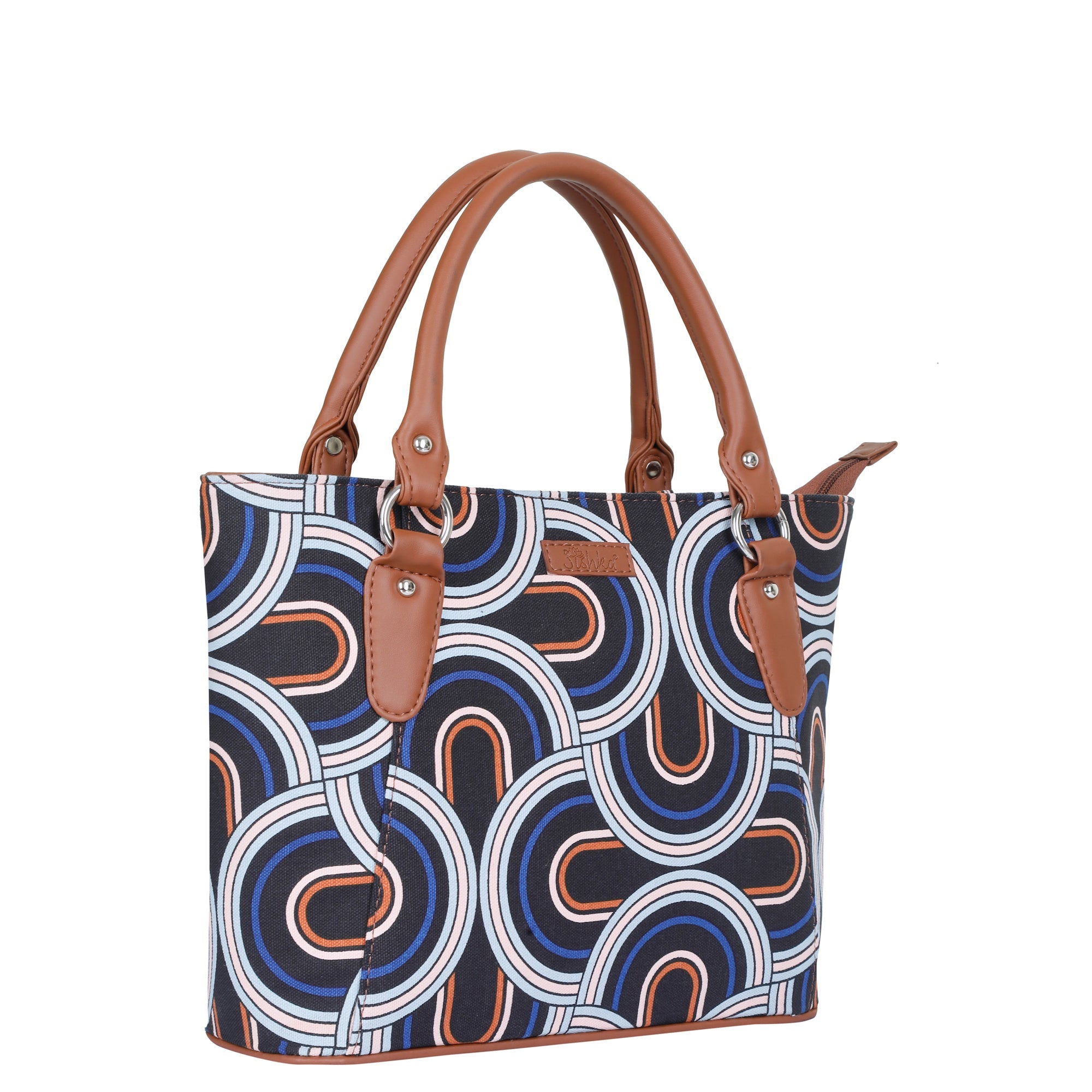 Abstract Handcrafted Printed Tote Handbag – Women’s Top Handle & Shoulder Satchel for Daily Use
