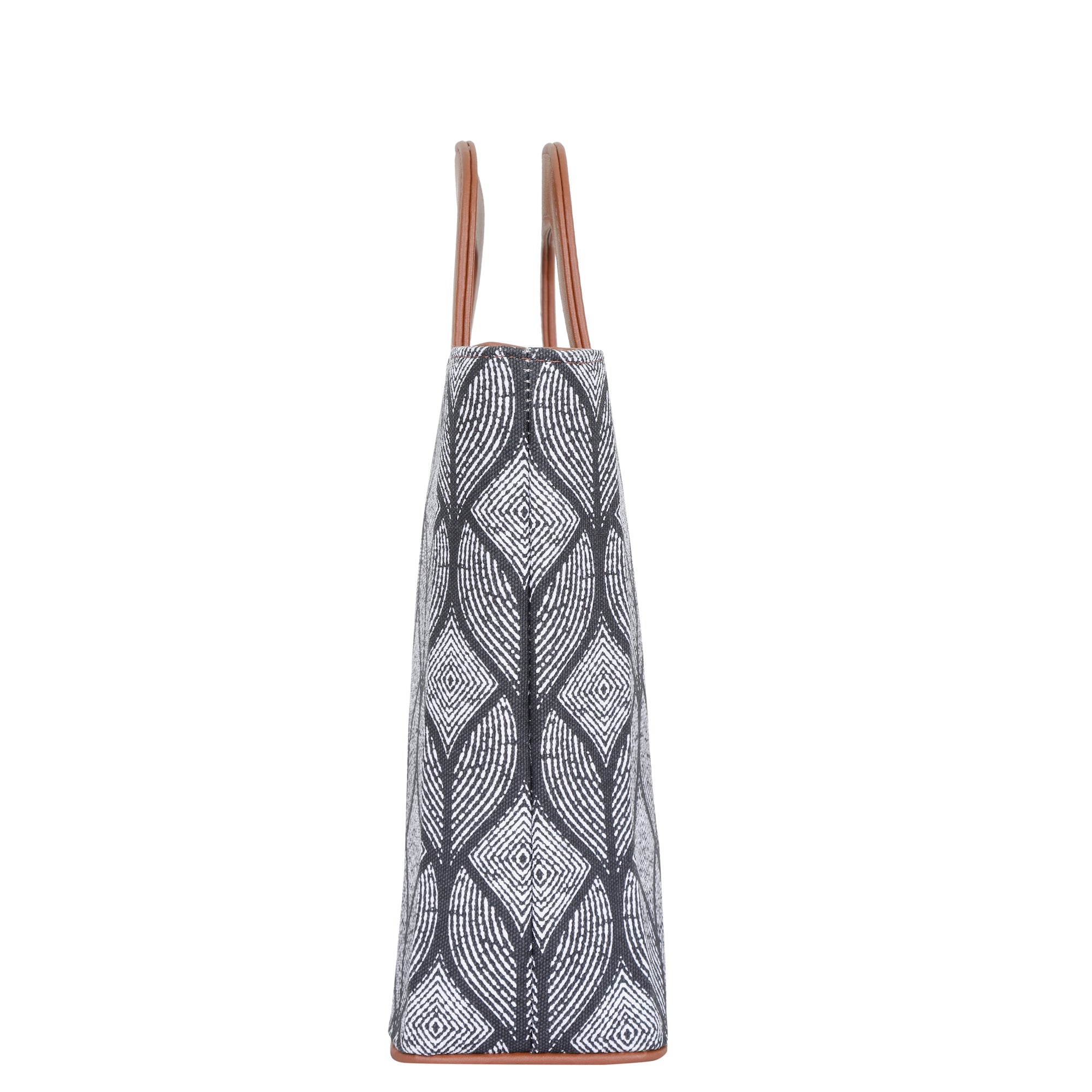 Monochrome Handcrafted Top Handle Handbag – Women’s Printed Satchel Tote for Work & Travel