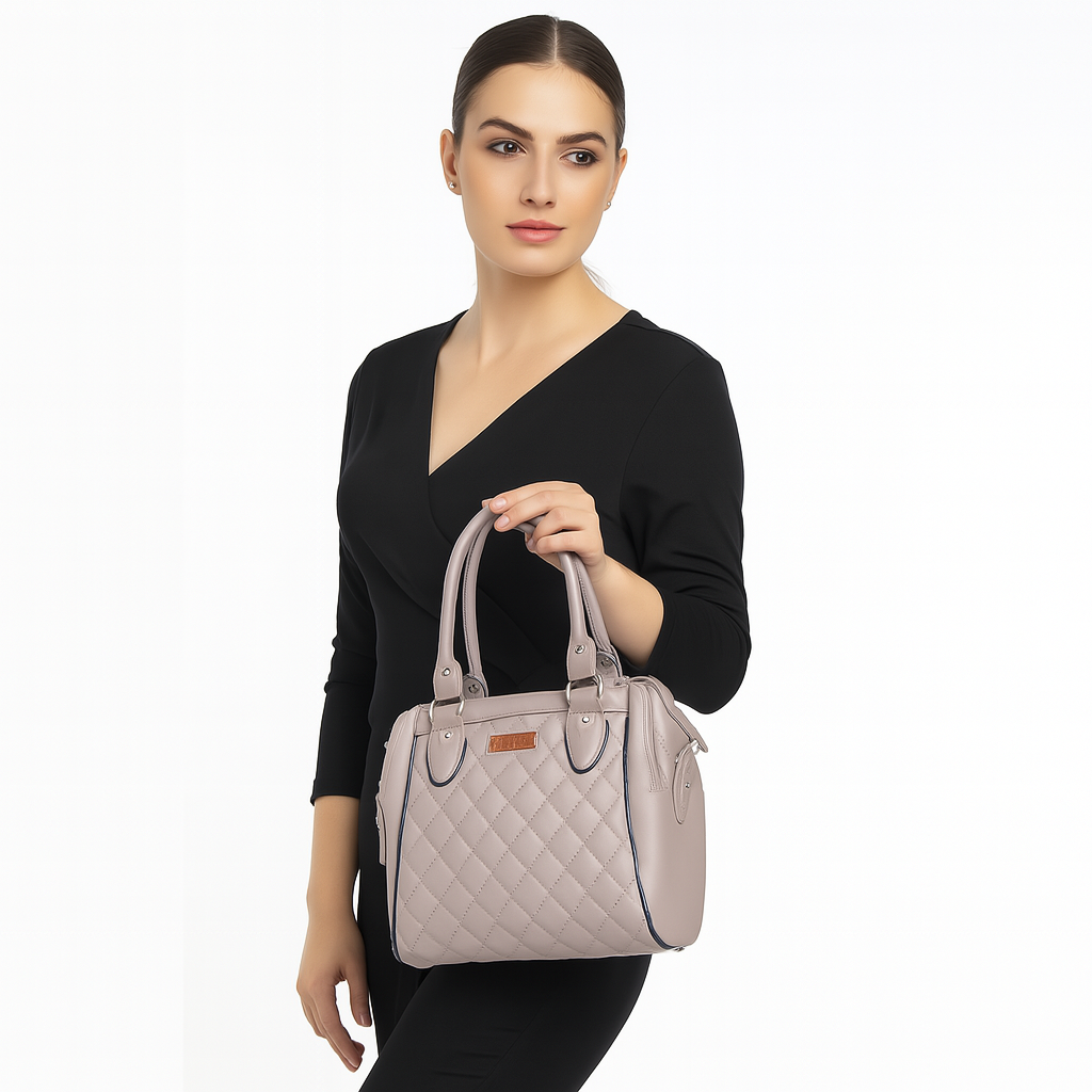 Mauve Vegan Leather Handbag – Women’s Top Handle Satchel with Shoulder Strap