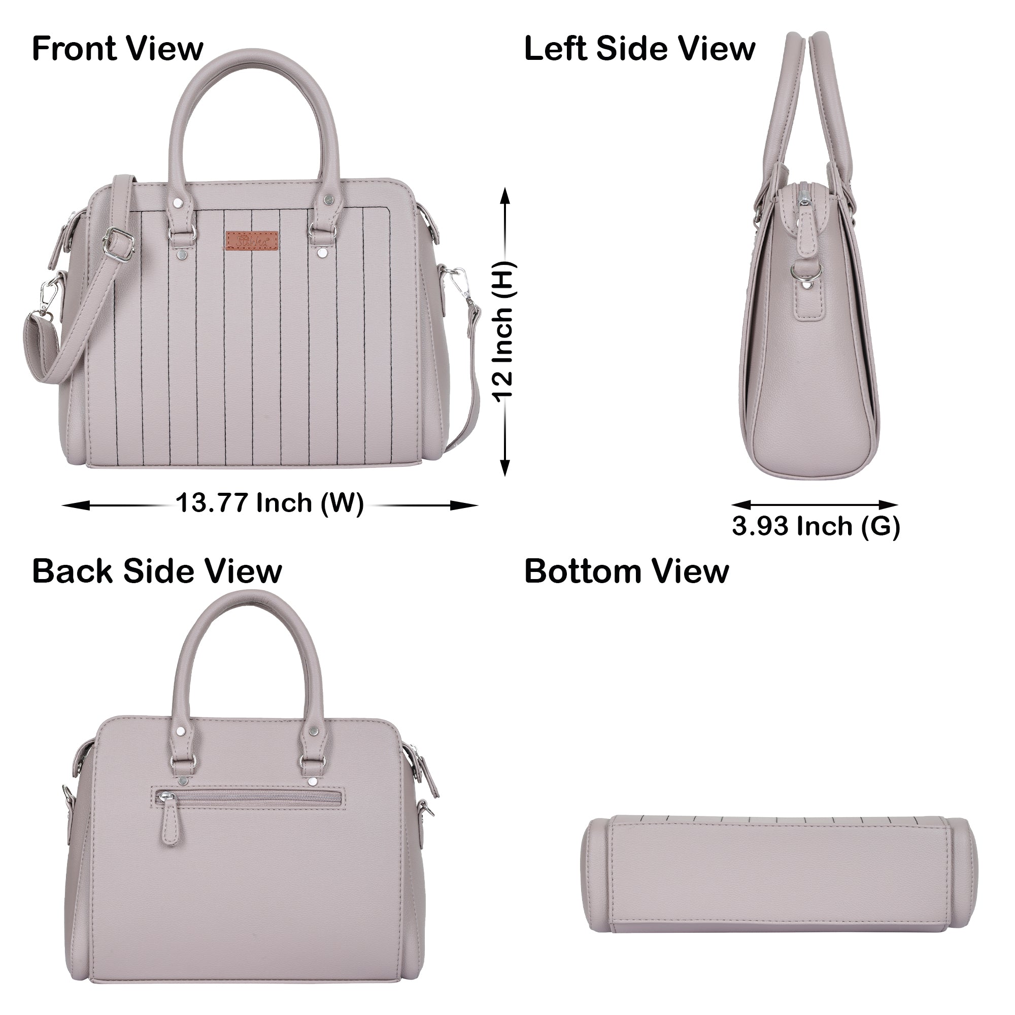 Mauve Faux Leather Top-Handle Handbag – Women’s Crossbody Purse