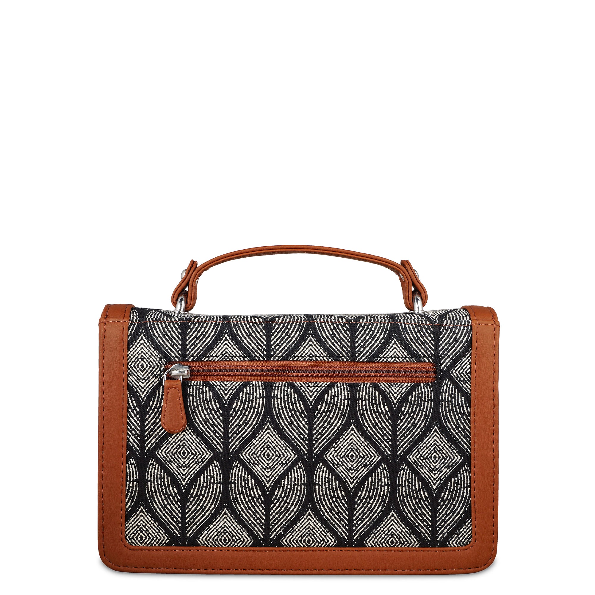 Handcrafted Geometric Print Crossbody Sling Bag – Women’s Fabric Purse with Chain Strap