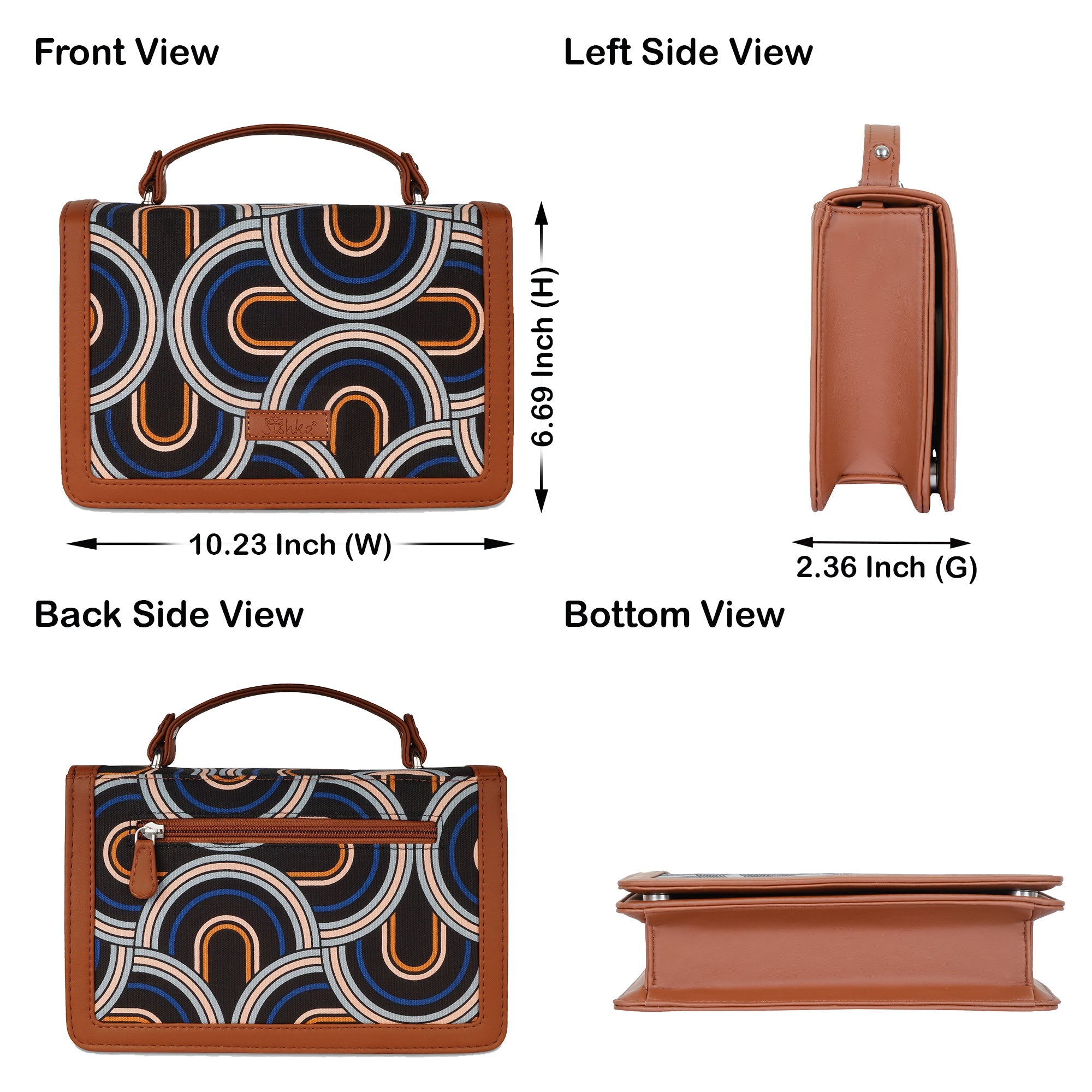 Handcrafted Abstract Print Crossbody Sling Bag – Women’s Fabric Purse with Chain Strap