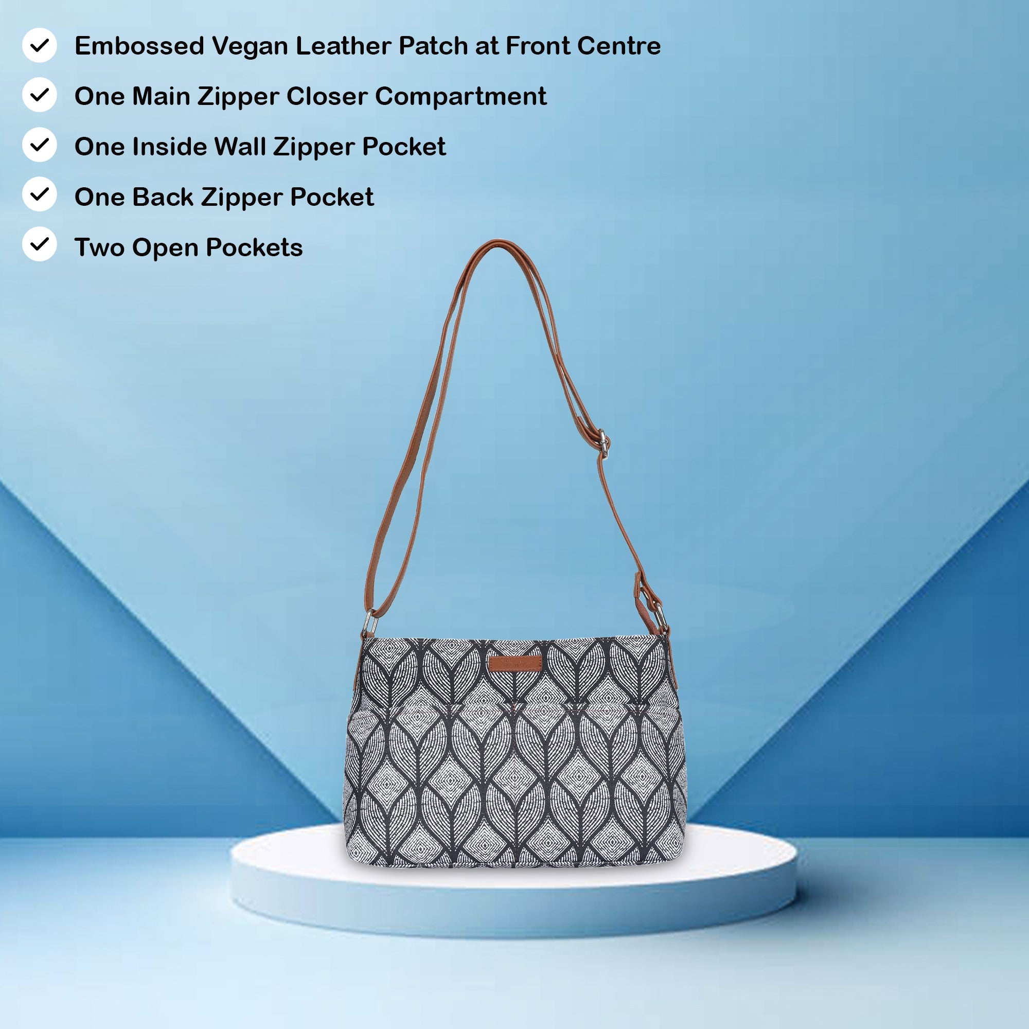 Geometric Print Fabric Shoulder & Crossbody Bag – Women’s Sling Purse
