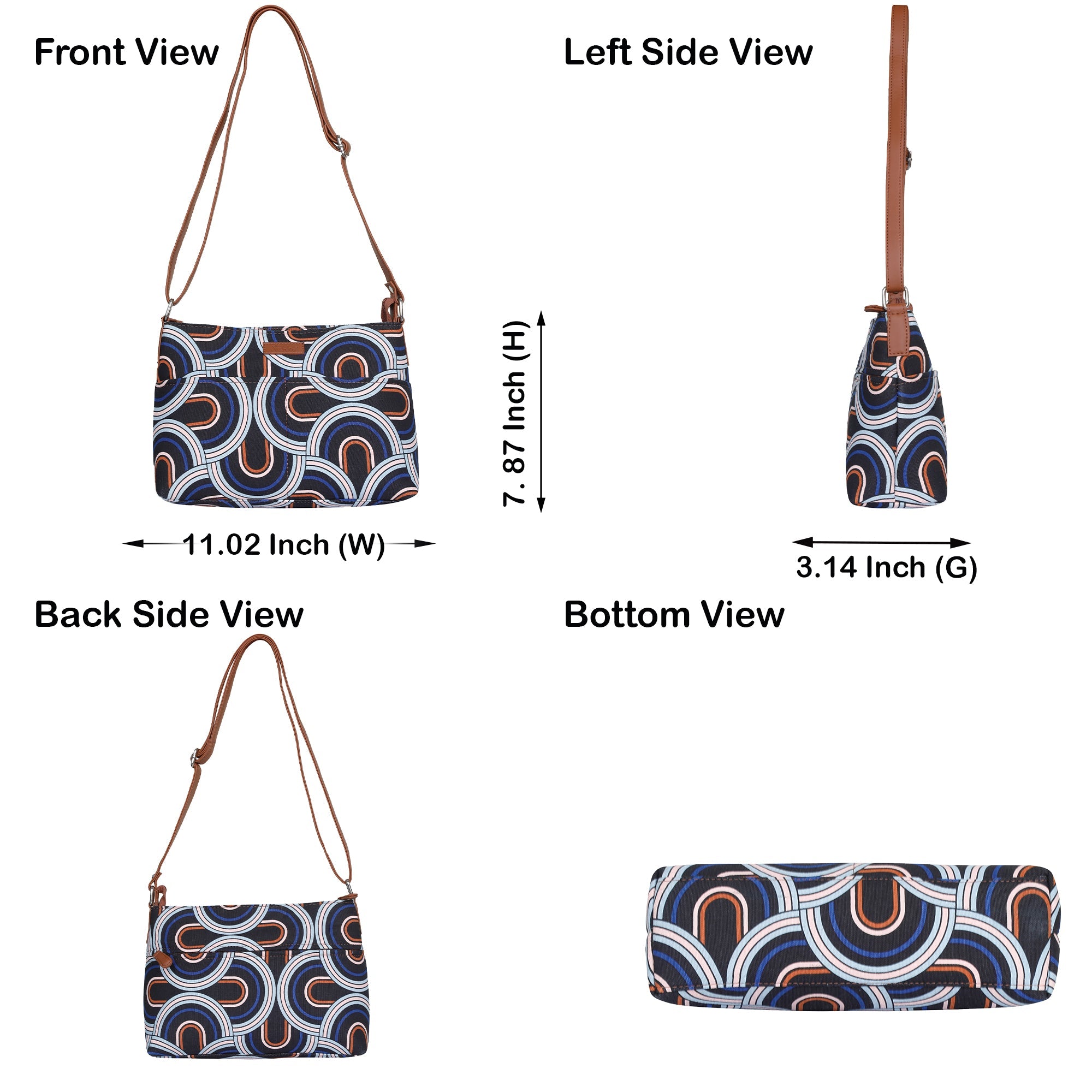 Geometric Print Fabric Crossbody Bag – Women’s Shoulder Sling Purse