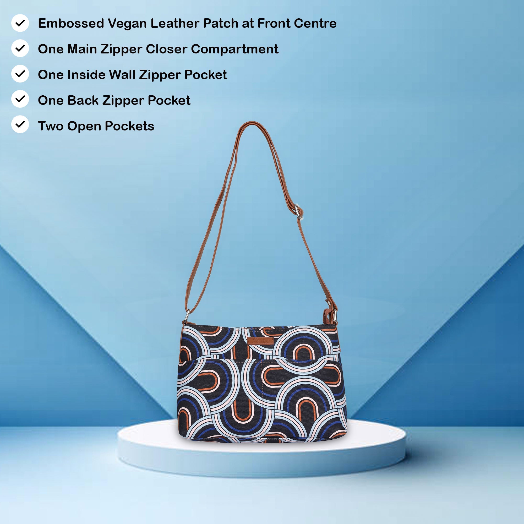 Geometric Print Fabric Crossbody Bag – Women’s Shoulder Sling Purse