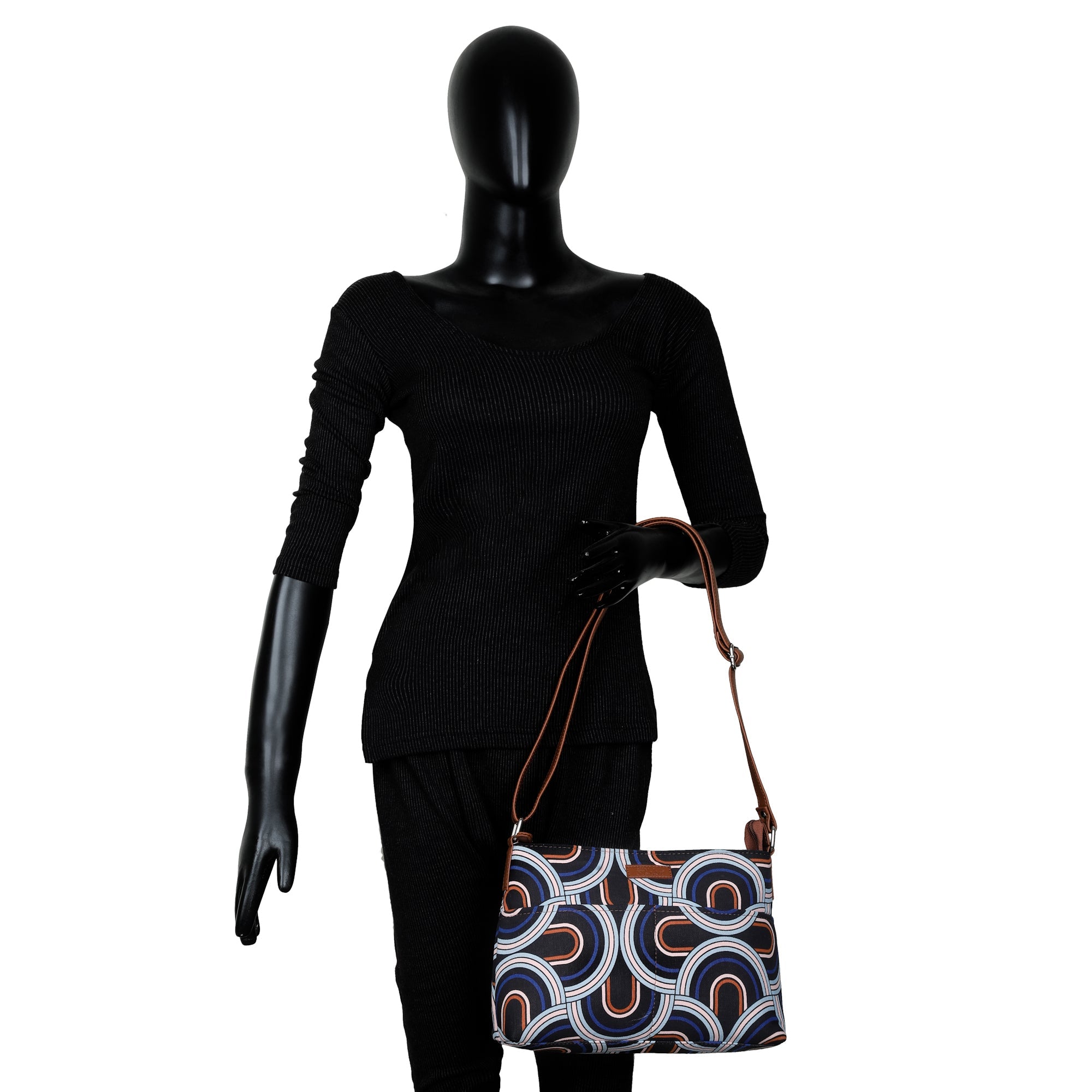 Geometric Print Fabric Crossbody Bag – Women’s Shoulder Sling Purse