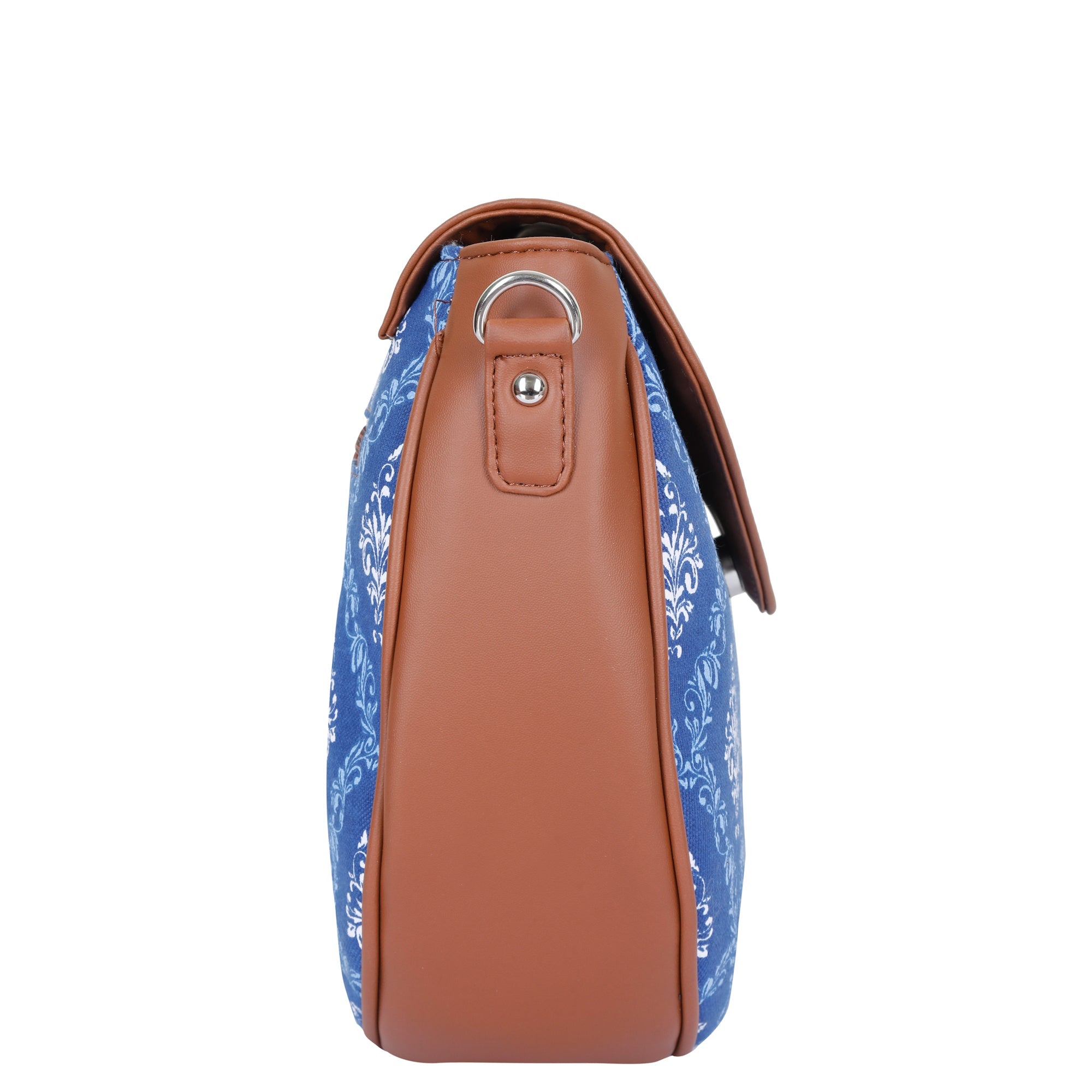 Blue Crossbody Sling Bag – Handcrafted Printed Purse with Adjustable Strap