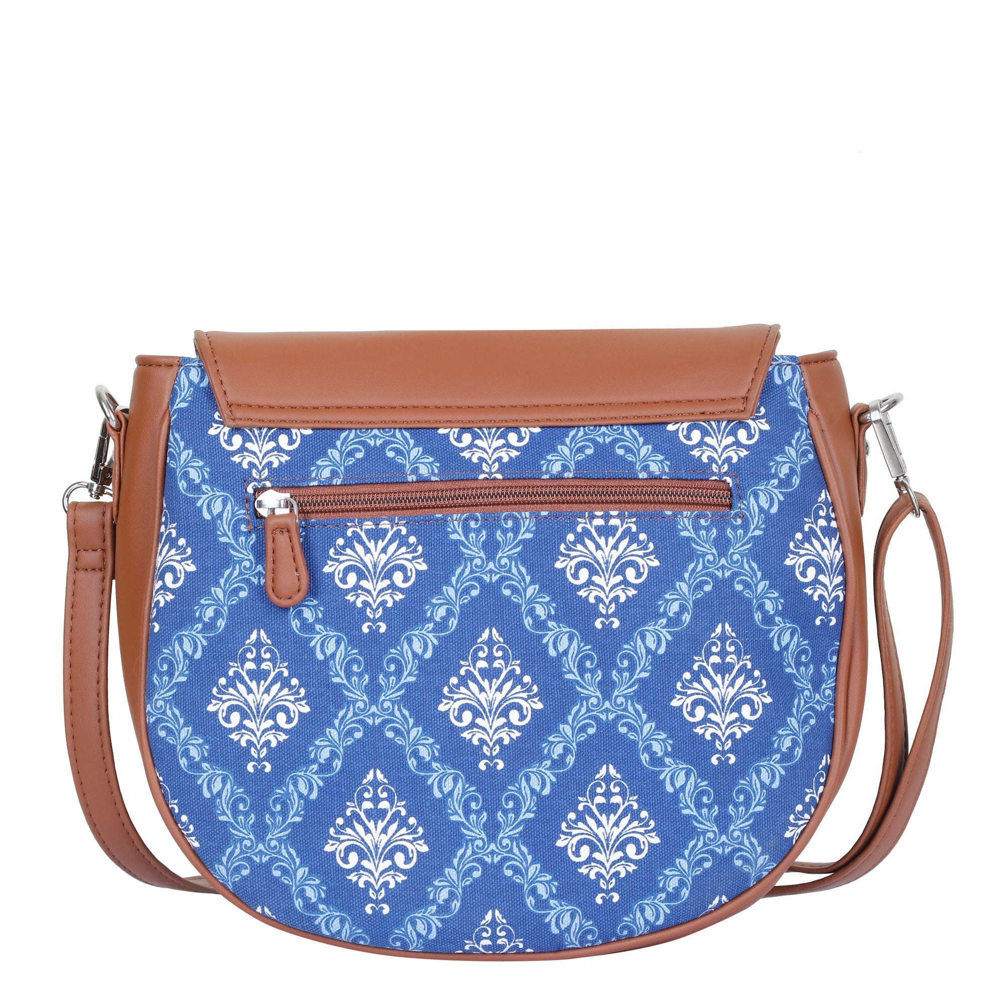 Blue Crossbody Sling Bag – Handcrafted Printed Purse with Adjustable Strap