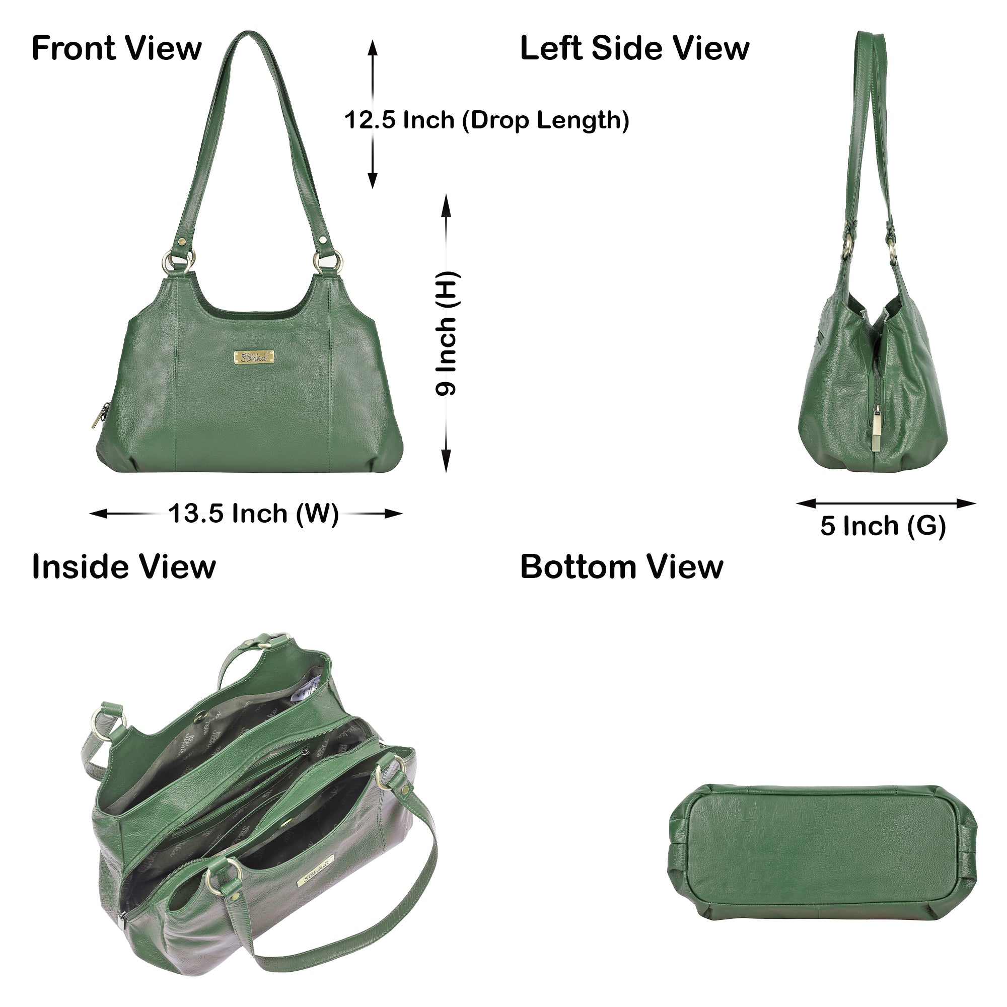 Olive Genuine Leather Satchel Bag – Women’s Shoulder Tote Handbag